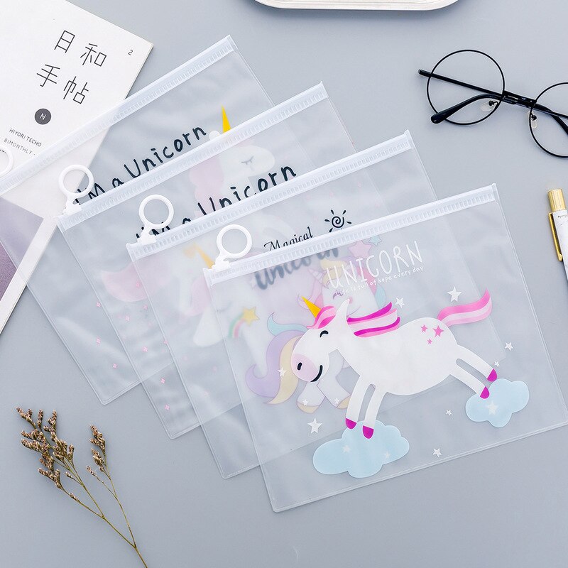 Mignon dessin animé Kawaii licorne fermeture éclair stylo sac fille prix étudiant école apprendre papeterie haute capacité sac de rangement 1 pièces