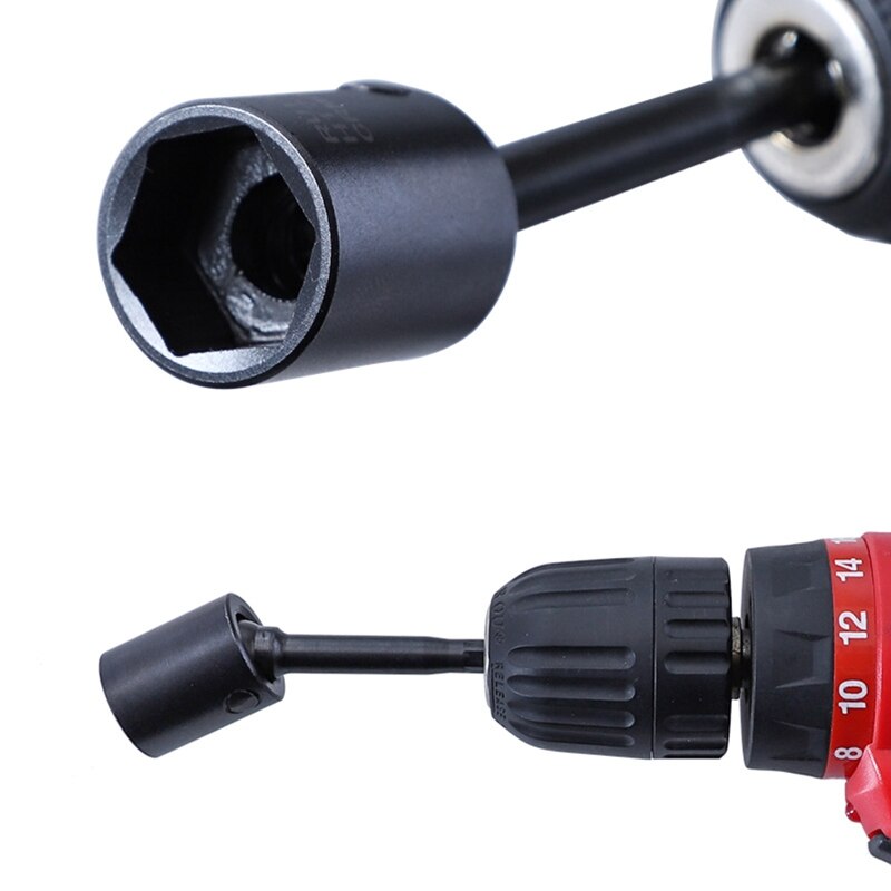 Wobble Socket Adapter 360 Degree Rotatable Universal Joint Swivel Socket Set 6.35mm Hex Handle Socket Adapter 9 Styles