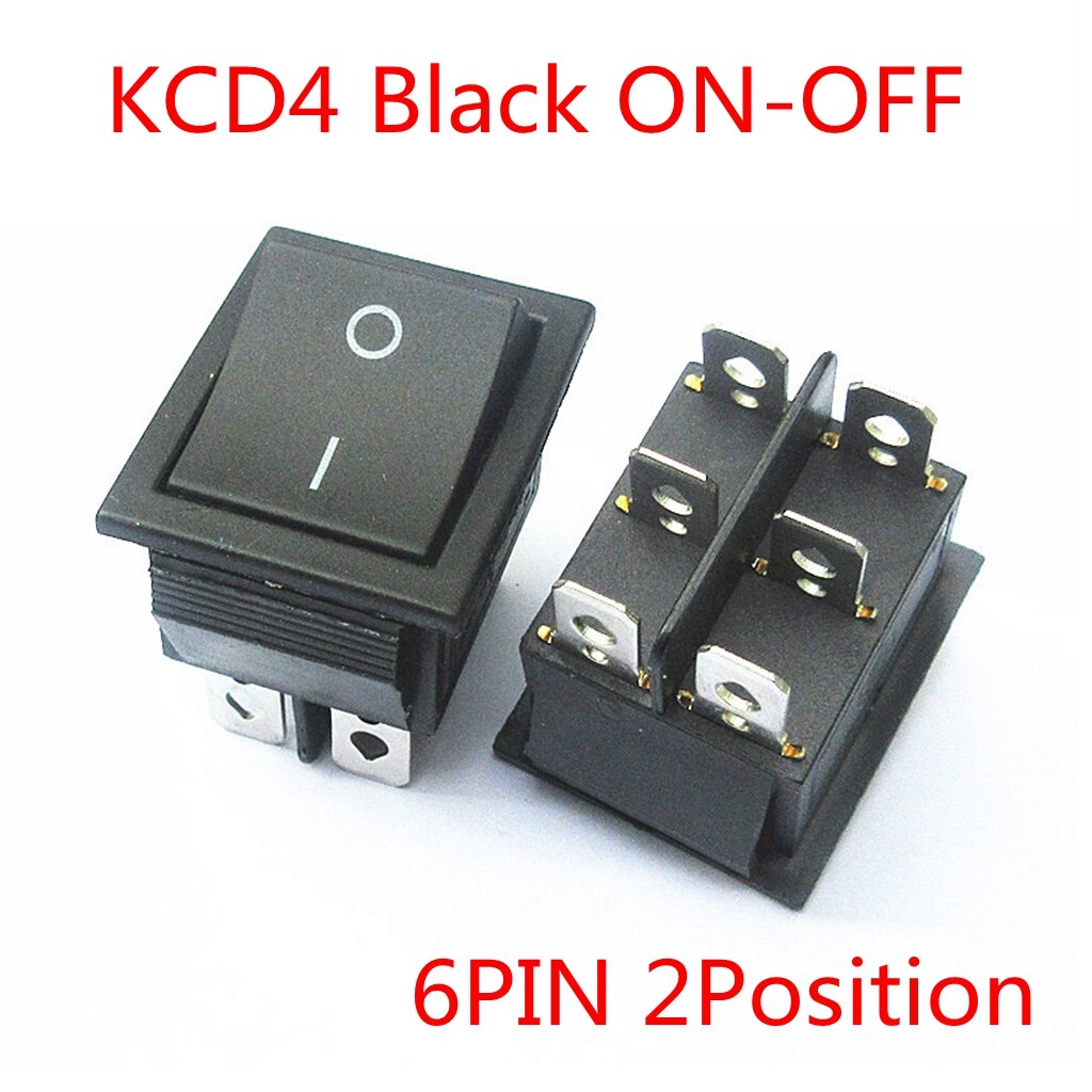 10PCS KCD4 Rocker Switch ON-OFF 2 Position 4 pin / 6 pin Electrical equipment With Light Power Switch 16A 250VAC/ 20A 125VAC: Black 6 Pin