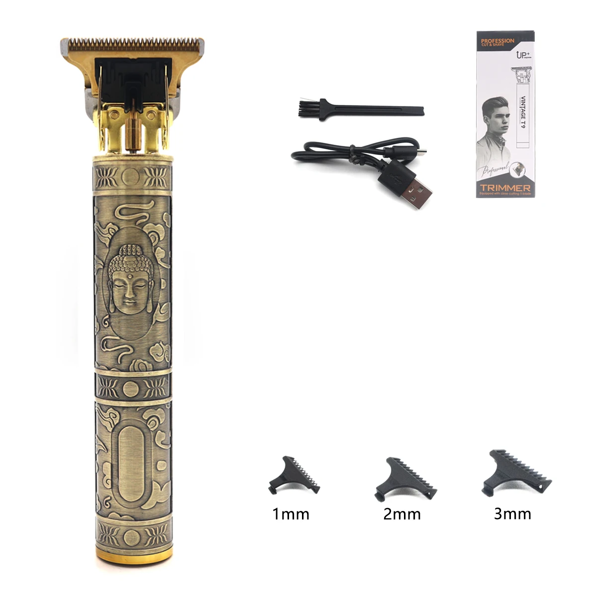 Offre spéciale Vintage T9 électrique sans fil Machine de coupe de cheveux tondeuse de barbier pour hommes tondeuse rasoir barbe briquet: Violet