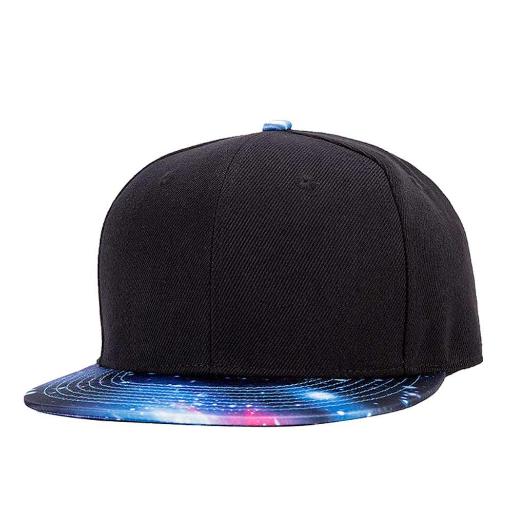 Quanhaigou Snapback Hip Hop Hat ,Purple Galaxy 3D Printed Dad Plaid Flat Bill Brim Adjustable Baseball Cap Men Women Trucker Hat: Blue Black