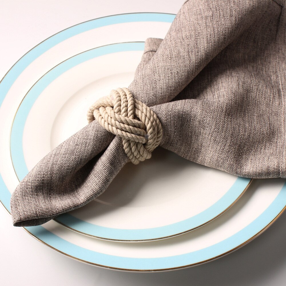 1pc model værelse bomuld linned reb serviet spænde ringe naturlig jute brun vævet japan stil hotel serviet ringe til fest