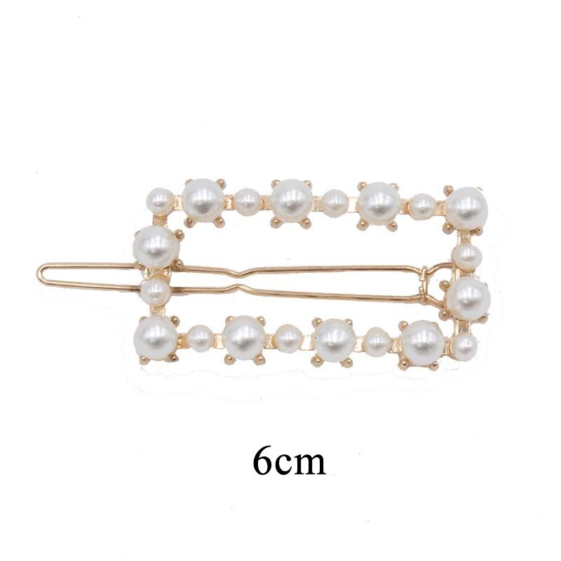 Pinza de pelo con perlas de imitación para mujer, broches de pelo hechos a mano con broche de estrella y corazón, accesorios geométricos para el cabello de Corea, 1 ud.