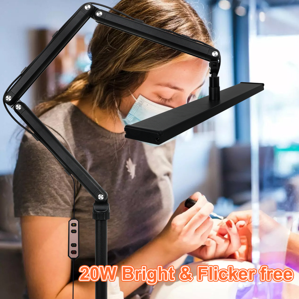 Lampada da scrivania a LED 3000K-6000K con morsetto 1400LM Lampada da banco da lavoro con braccio oscillante in metallo luminoso e accattivante per gli occhi Doppio adattatore/porta USB per ufficio