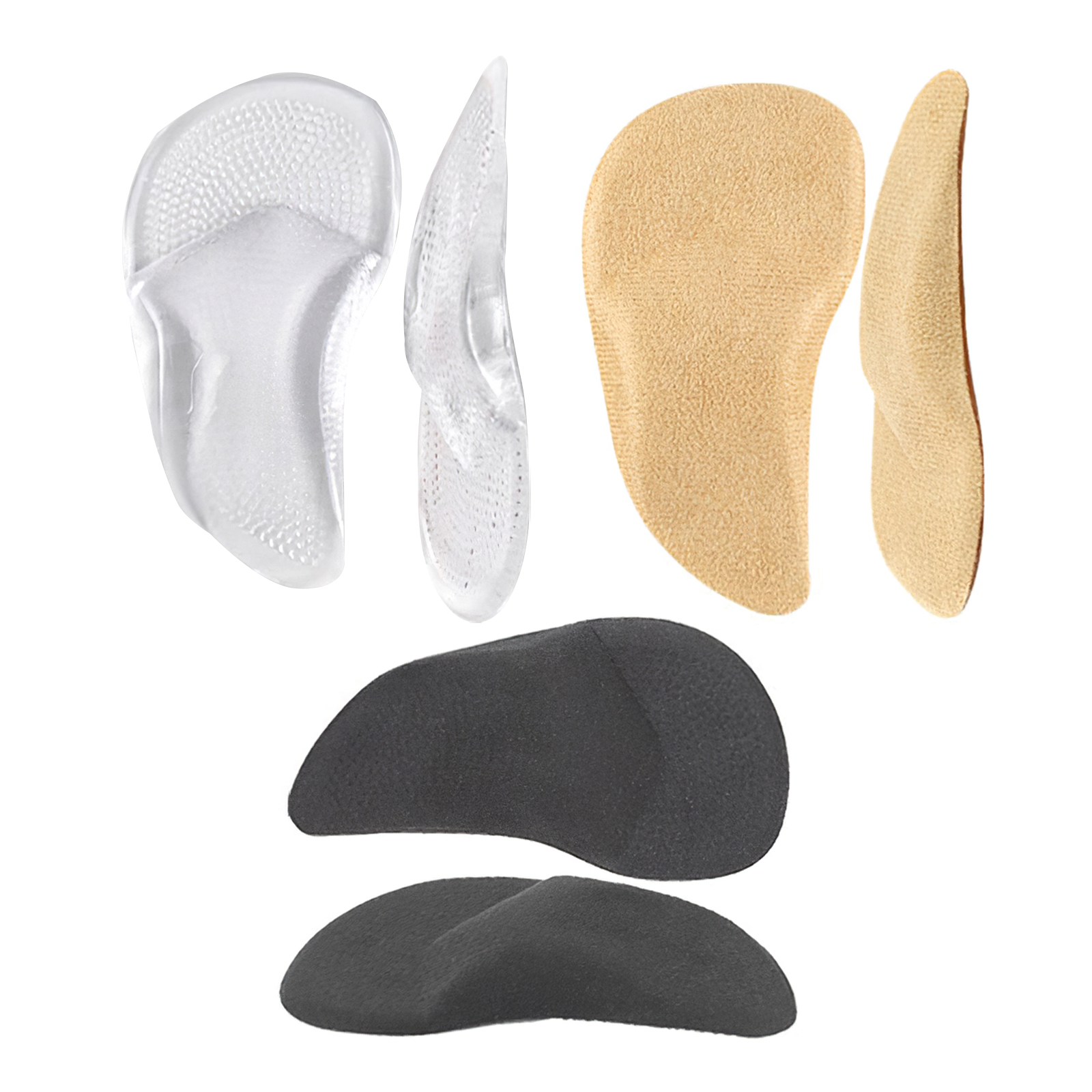 3 Pairs Arch Foot Support Soft Plantar Fasciitis Insoles Non-Deform Foot Arch Inserts Heel Support Cushions Pads for Women Men: S