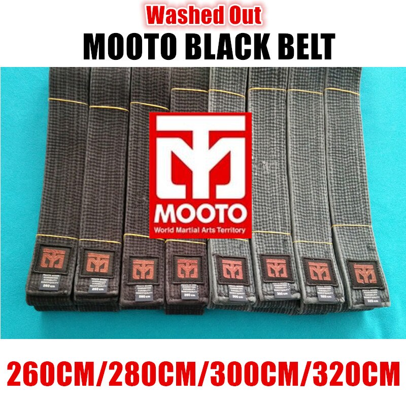 ¡Producto en oferta! cinturón negro de Taekwondo MOOTO 300cm320cm kárate yudo suite cinturón 9 niveles 100% algodón lavado TKD cinturón de 5cm de ancho