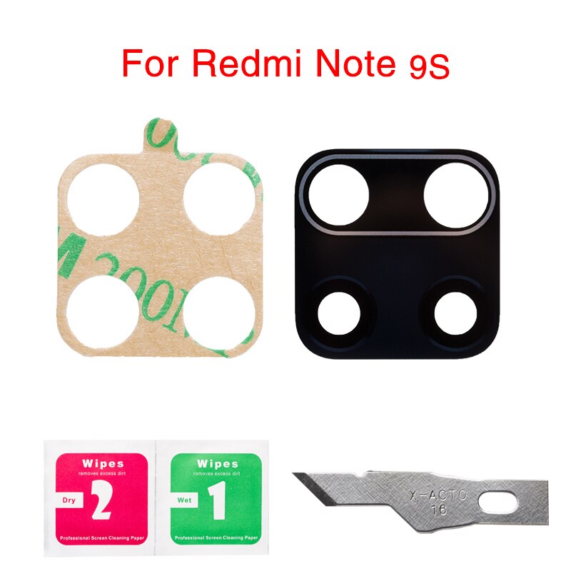 2pcs／lot Back Camera Lens Cover Replacement Parts For Xiaomi Redmi Note 9T Pro 9S 5G Rear Camera Glass Lens Cover With Tape: For Redmi Note 9S