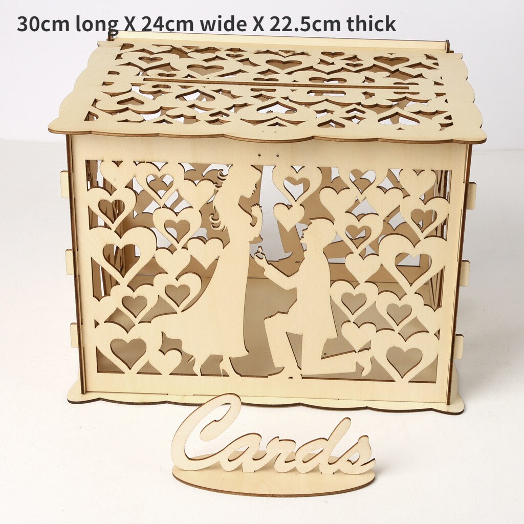 Holz Hochzeit Karte Boxen mit Schloss Mr &amp; Mrs Paar Blume Muster Umschlag Zeichen Karten Holz Box DIY Rustikalen hochzeit Liefert: JM01373-L