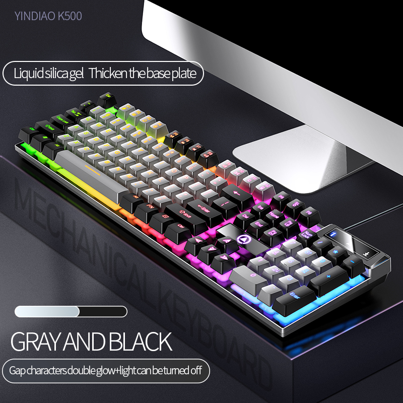 YINDIAO Keyboard Gaming Wired Laptop Desktops PC Computer Office Accessories Low Profile Gamer Keyboards With Numpad: Natural