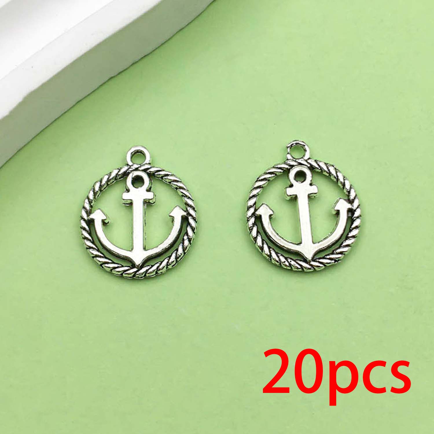 20 piezas colgantes de aleación de Metal con de ancla de barco Vintage plateado antiguo para pulsera DIY, collar, accesorios para hacer joyas: PLATEADO