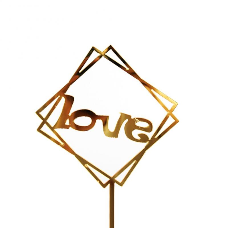 1pc Gold Acrylic Hand Writing Happy Birthday Cake Topper Dessert Stamping Party Decoration For Birthday Party Lovely: 038
