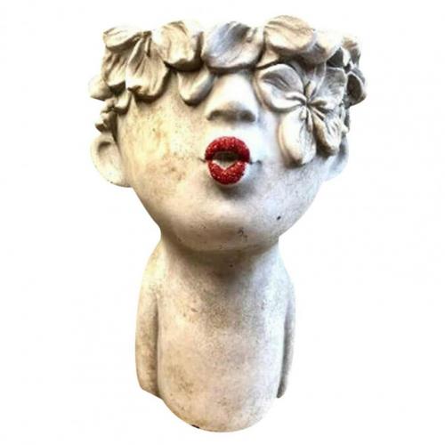 Bloempot Abstract Handgemaakte Hars Menselijk Hoofd Vaas Portret Sculptuur Multifunctionele Praktische Grappig Gezicht Planter Plant Potten: L