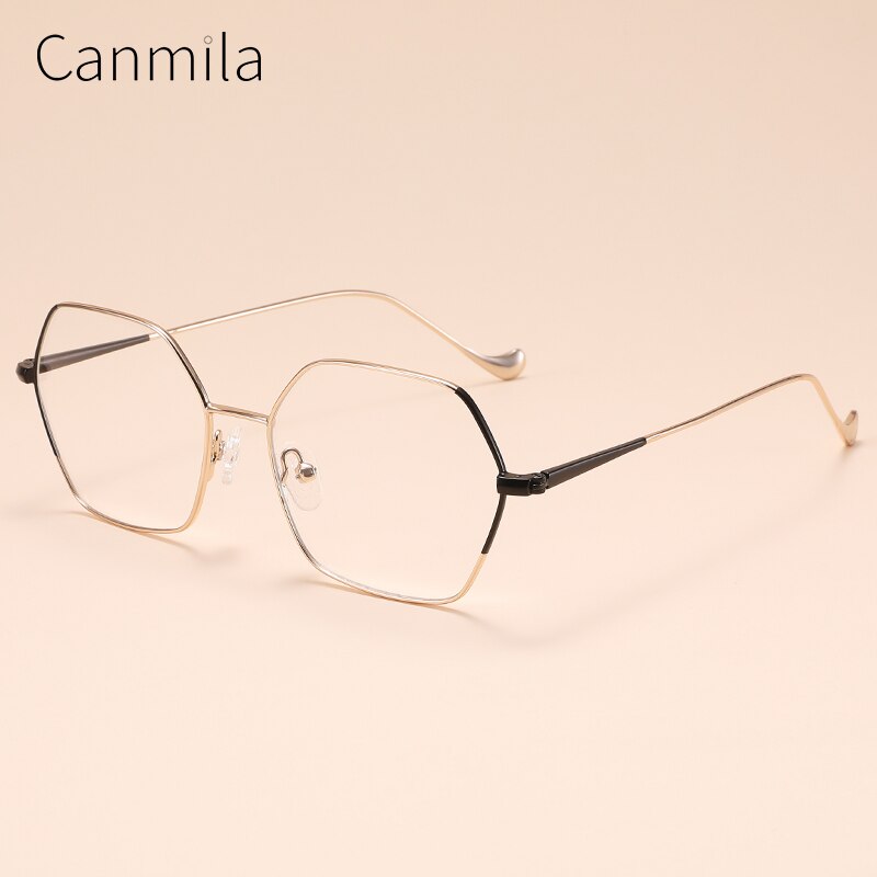 Montura de gafas grandes ultraligeras de lujo para mujer, anteojos ópticos de Metal Vintage con prescripción de miopía, polígono, Canmila BOM1128
