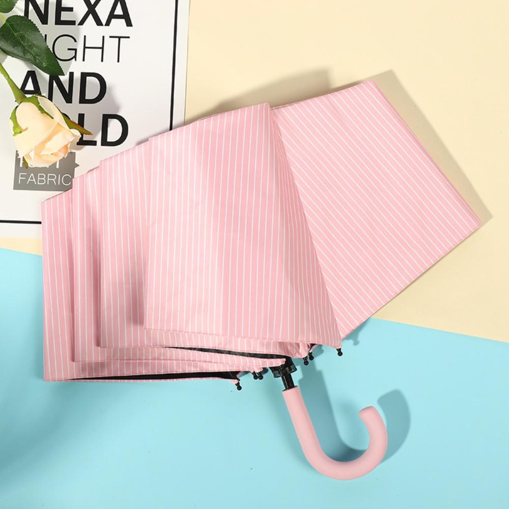 Top paraplu heren regen dames winddicht grote paraplu's buiten zonnig anti-zon 3 opvouwbare krijtstreep paraplu: Krijtstreep roze