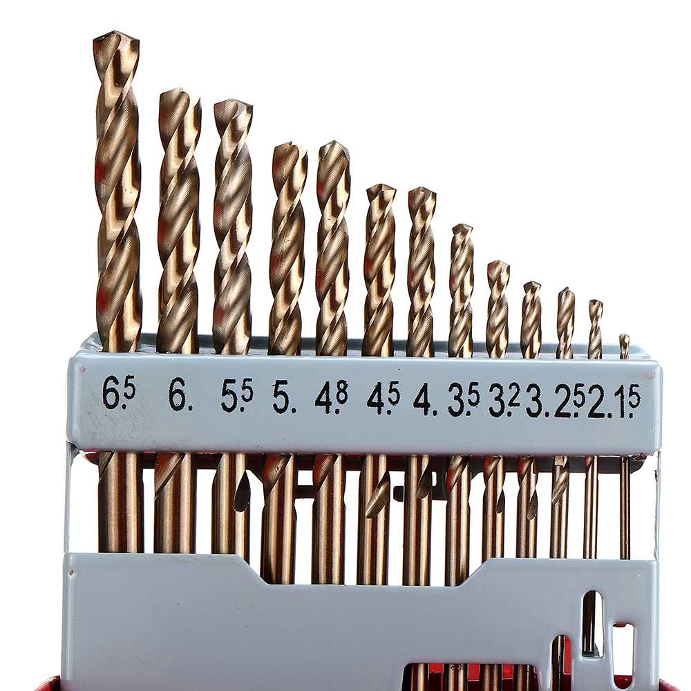 Drillpro 13/19/25pcs M35 Cobalt Drill Bit Set HSS-Co Jobber Length Twist Drill Bits With Metal Case For Stainless Steel Wood