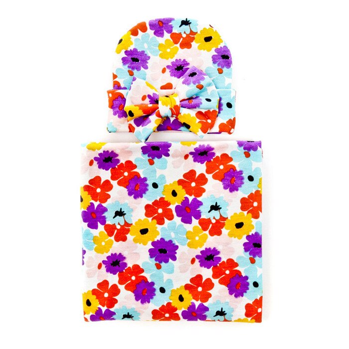 Pasgeboren Baby Jongens Meisjes Bloemen Katoenen Deken Hoofdband/Hoed Inbakeren Slapen Sleepsack Wandelwagen Wrap Jongen Meisje Deken: 8 Blanket-hat