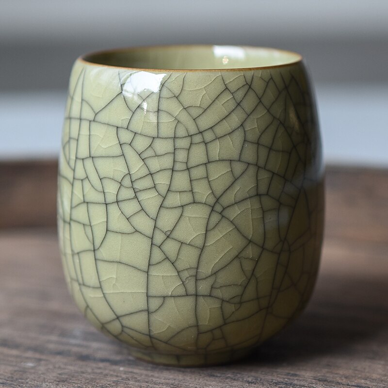 250ml Color sólido estilo chino tradicional craquelado de celadón taza de té de cerámica porcelana China tazas de té de café pequeñas: 6