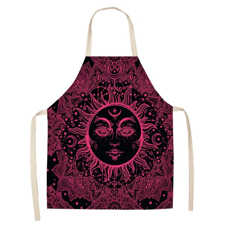 1Pcs Ramadan Pattern Cotton Linen Kitchen Aprons for Woman and Man Home Cooking Baking Shop Cleaning Accessory 53*65cm DD1001: B