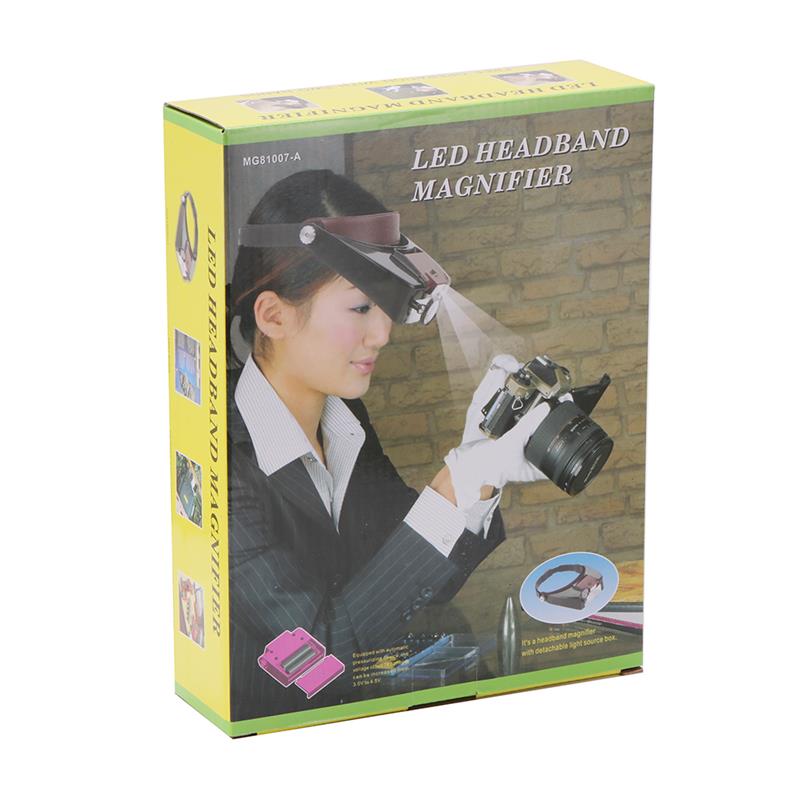 Loupe Microscope Helmet Style Magnifier Glass Magnifying Glasses Lupas Con Luz LED lights Reading or Repair Use