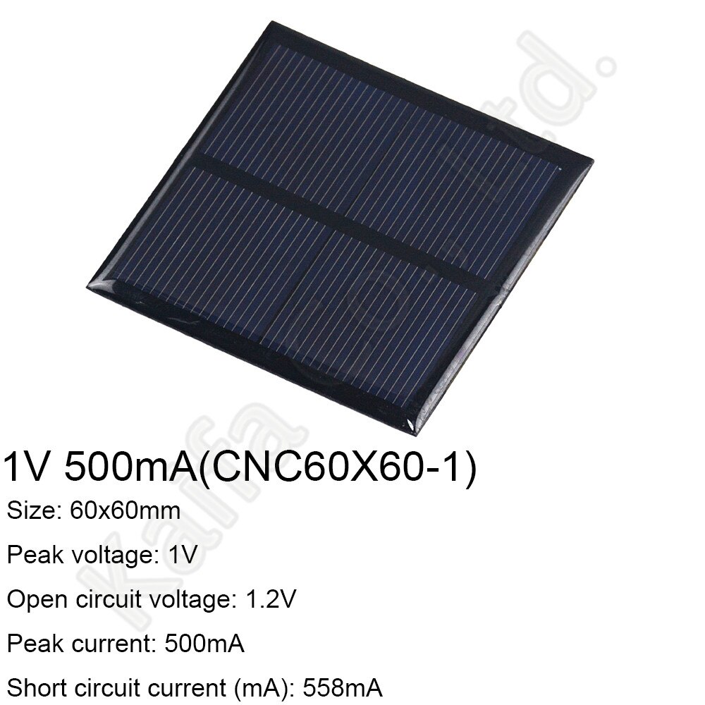 1PCS Solar Panel 1V 500mA Mini Solar System DIY For Battery Cell Phone Chargers Portable Solar Cell 60x60mm
