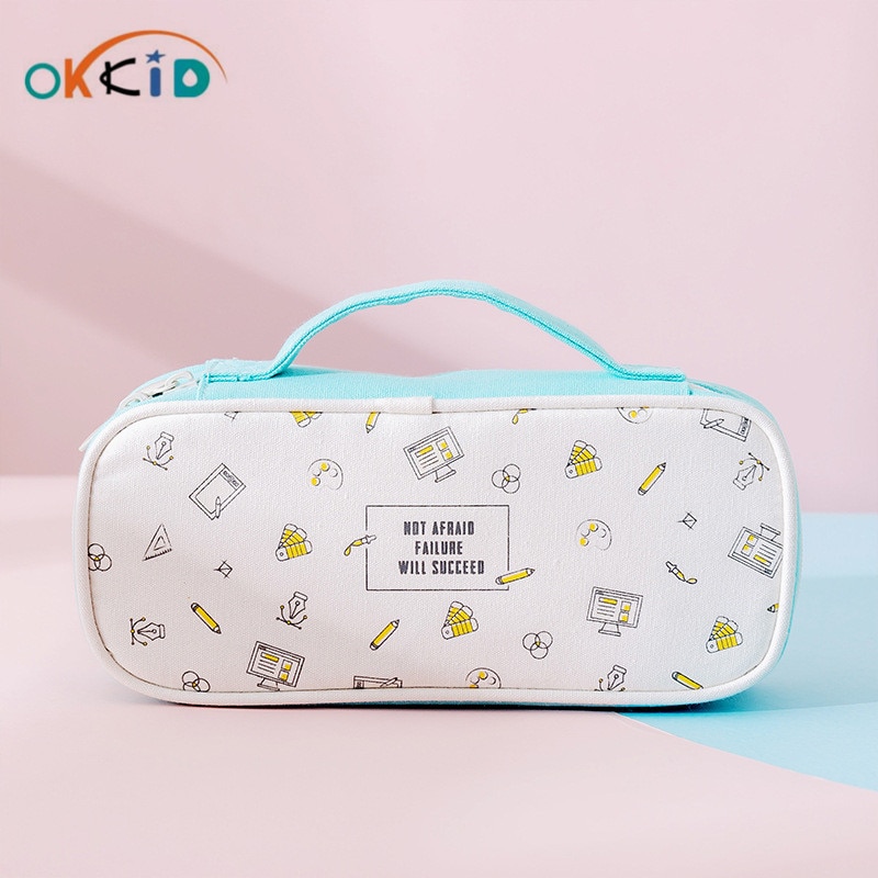 Okkid Meisjes School Briefpapier Bag Student Potlood Bag Kids Leuke Pen Case Kinderen Schoolbenodigdheden Kawaii Tas Rits Potlood Zakje