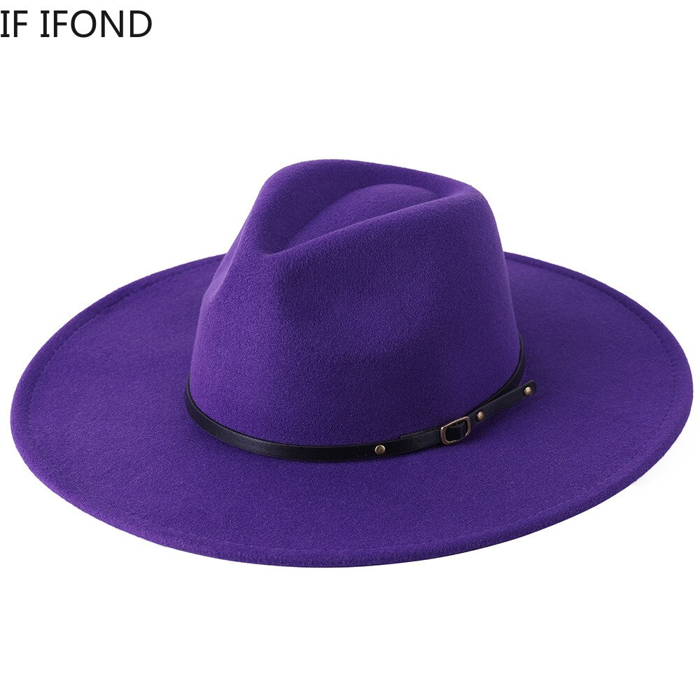 Chapeau Fedora en laine à large bord pour homme et femme, couleur unie, , Jazz, feutré, Panama, jaune