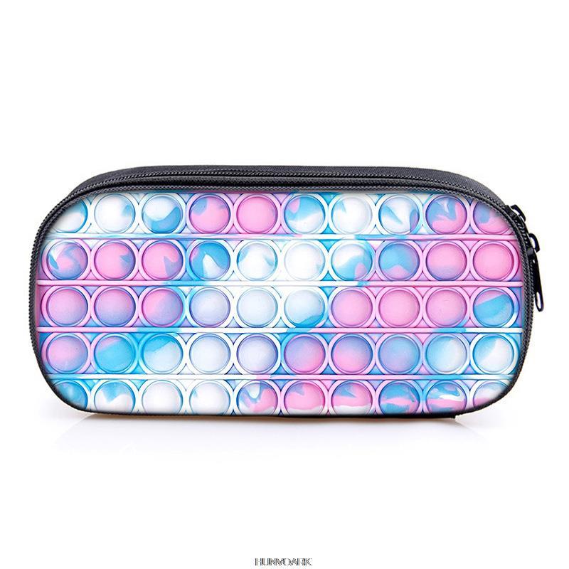 Push pop it fidget Pencil Bag Canvas Contrast Colorful Pencil Case Stationery Storage Bag Organizer for Students