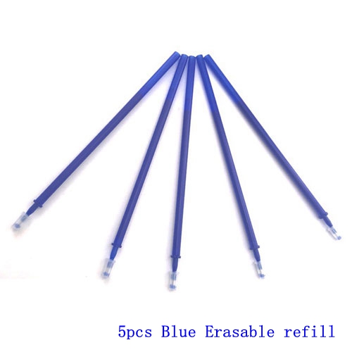 1PCS Erasable Pen Blue / Black / Dark Blue / Red Erasable Pen Office Supplies Student Exam Spare: 5pcs Blue refill