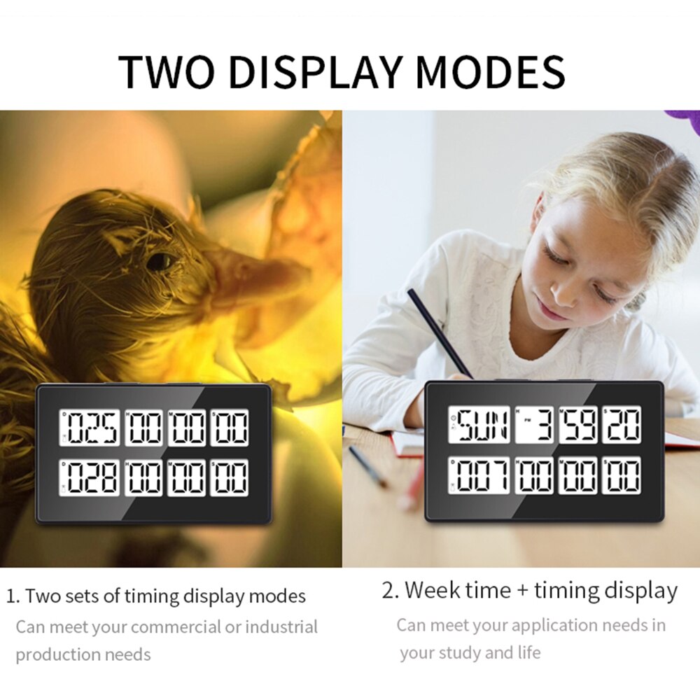 Dual Channel Timer Digital Kitchen Timer 2 Channels Count Up &amp; Down Incubation Timepiece Alarm Clock with Snooze Large Display