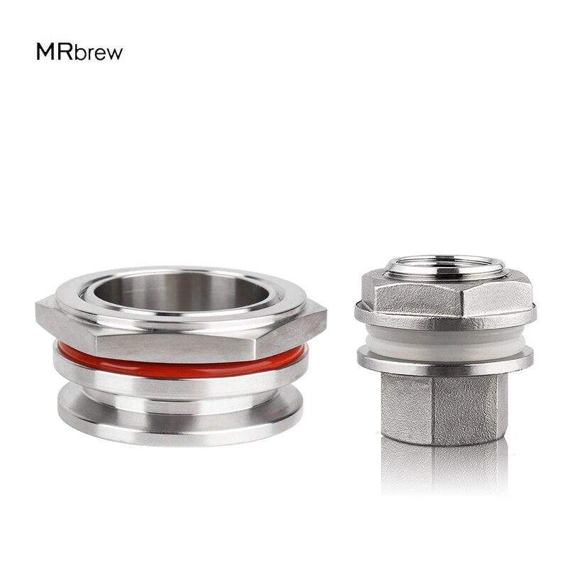 Bulkhead Compression Fitting,1.5'' Weldless Kettle Bulkhead,1/2" NPT Heavy Duty Weldless Bulkhead With Silicone O-Ring 304 SS