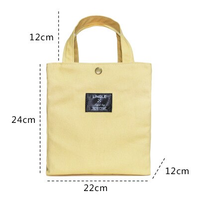 Bento lunchbox tas met lunch draagbare lunch canvas eco tas kantoormedewerker handtas student kleine lunchbox tas: Geel
