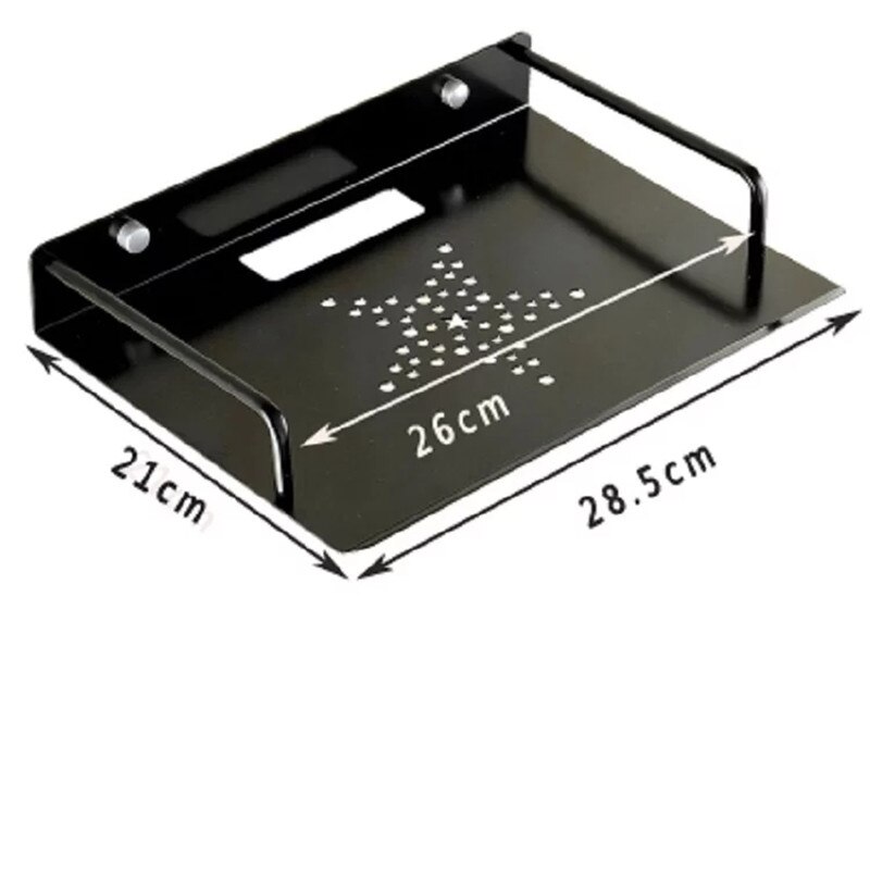 Väggmonterad svart/slim förvaringshylla aluminium enkellagers tv-box router set-top boxar stativ hållare rack