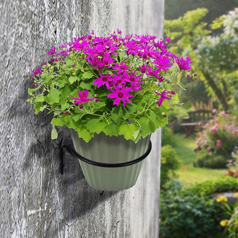 Wall-mounted Plant Holder Ring Flower Pot Stand Plant Metal Hook for Indoor &amp; Outdoor Decorative
