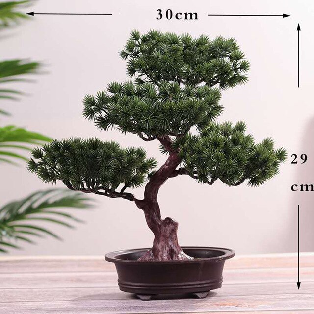 Decorative Artificial Realistic Plastic Desk Faux Bonsai Tree Potted Plants Pots: 4
