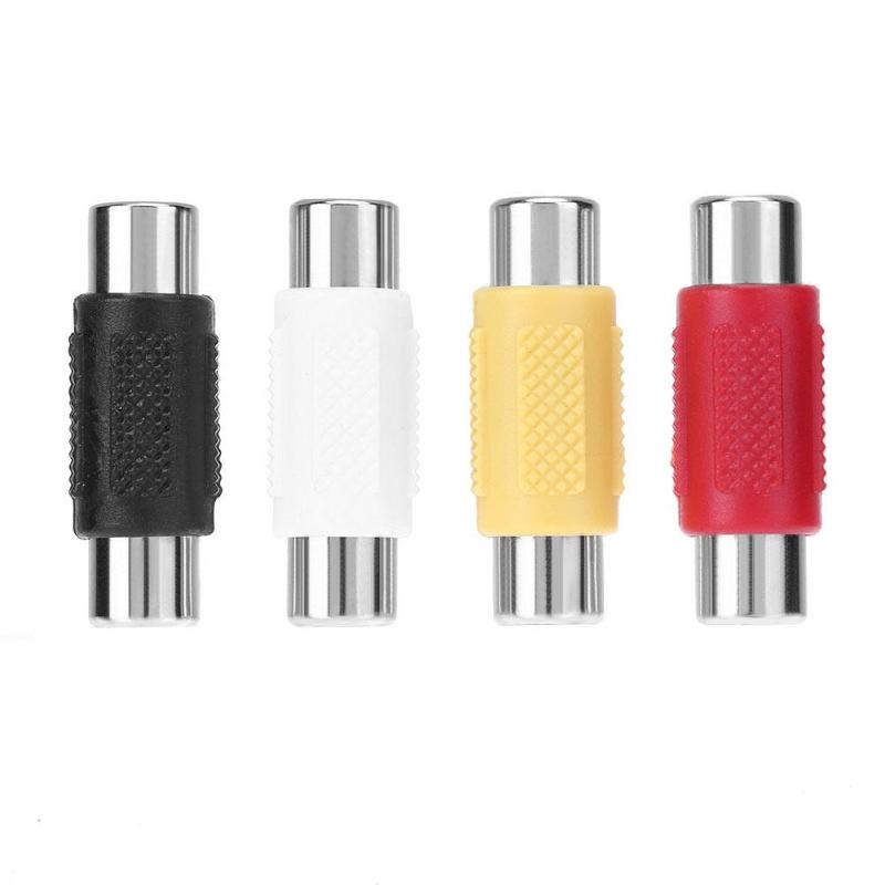 4 stks/partij RCA Female naar RCA Female Audio Video Kabel Jack Plug Connector Adapter RCA F/F Extender Converter