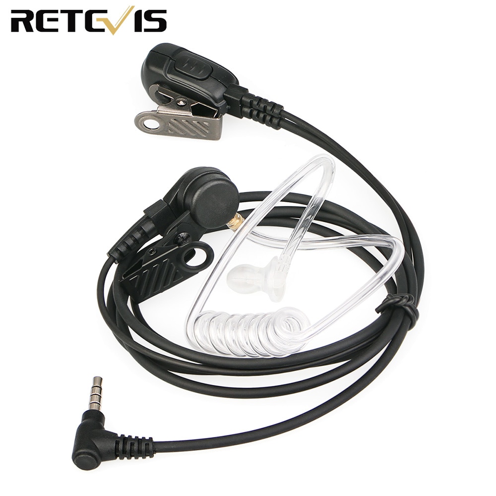 Retevis EA011Y Earpiece Mic PTT Headset 3.5mm 1-Pin Acoustic Tube for YAESU for VERTEX Retevis RT40 RB15 Walkie Talkie Ham Radio