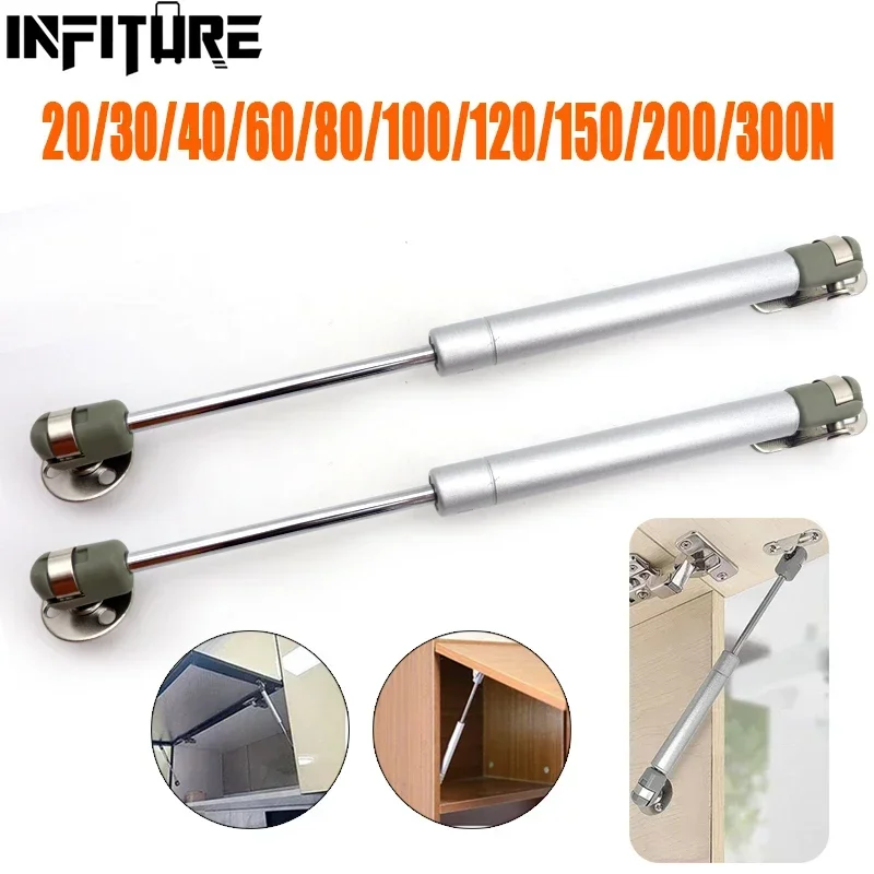 Support pneumatique hydraulique pour meubles, charnière d'armoire de cuisine, lève-porte, ressort à gaz, séjour, 20, 30, 40, 60, 80, 100, 120, 150, 200, 300N, 2 pièces