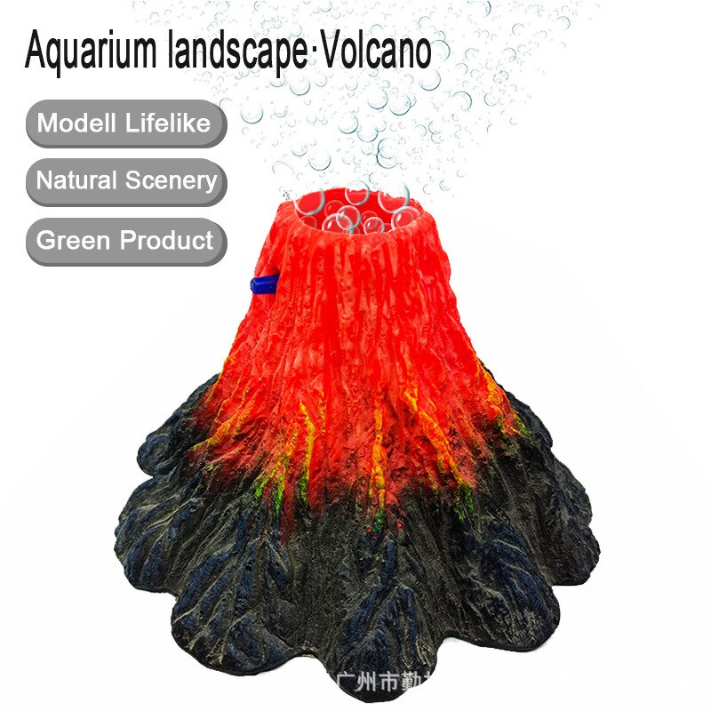 Aquarium Volcano with Air Bubbler, Realistic Fish Tank Volcano Ornaments Bubble Maker, Great Addition to Fish Tank Aquarium: D