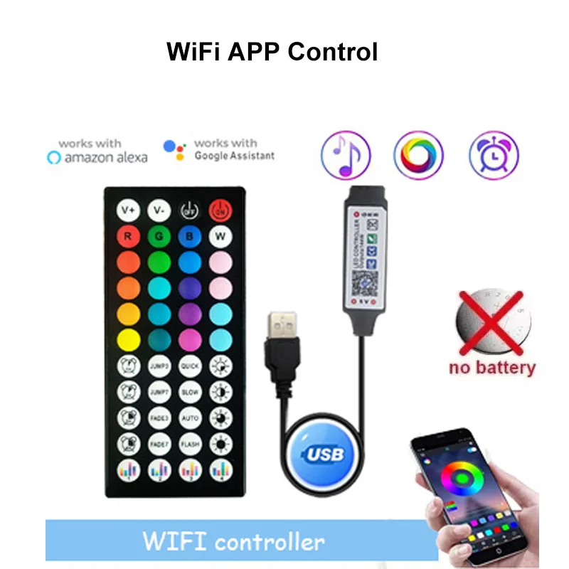 USB Bluetooth WIFI LED Strip RGB Controller IR Remote Dimmer Music Phone APP Control Brightness Adjust for 5050 2835 Tape Light: Lilac Colour