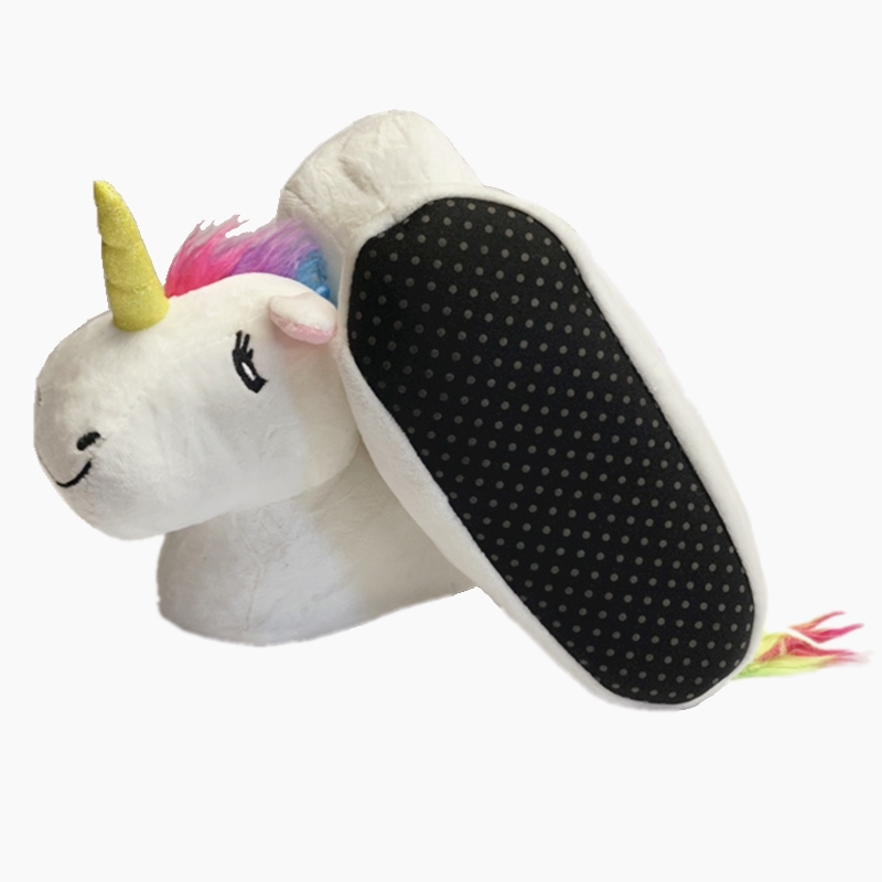 Wfl Vrouwen Slippers Leuke 3D Animal Rendier Zachte Zool Harige Huis Schoenen Winter Slippers Leuke Indoor Kinderen Kerst Slippers: Unicorn / 34