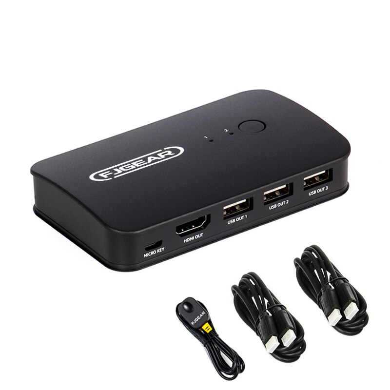 2 Ports KVM Switch HDMI-compatible 2 Input 1Output Two Computer Device Share Displayer USB Printer Keyboard Mouse U Disk