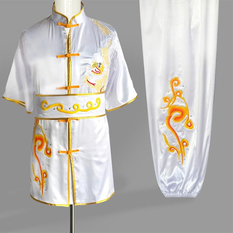 Chinese Tai Chi Wushu Kleding Vechtsport Pak Kung Fu Uniform Wing Chun Shaolin Geborduurde Demo Outfit Voor Mannen: 150cm / color3