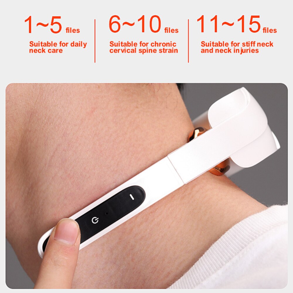 Masajeador de columna Cervical para cuello, instrumento de Fisioterapia con calefacción de 15 niveles, pulso eléctrico plegable, alivio del dolor