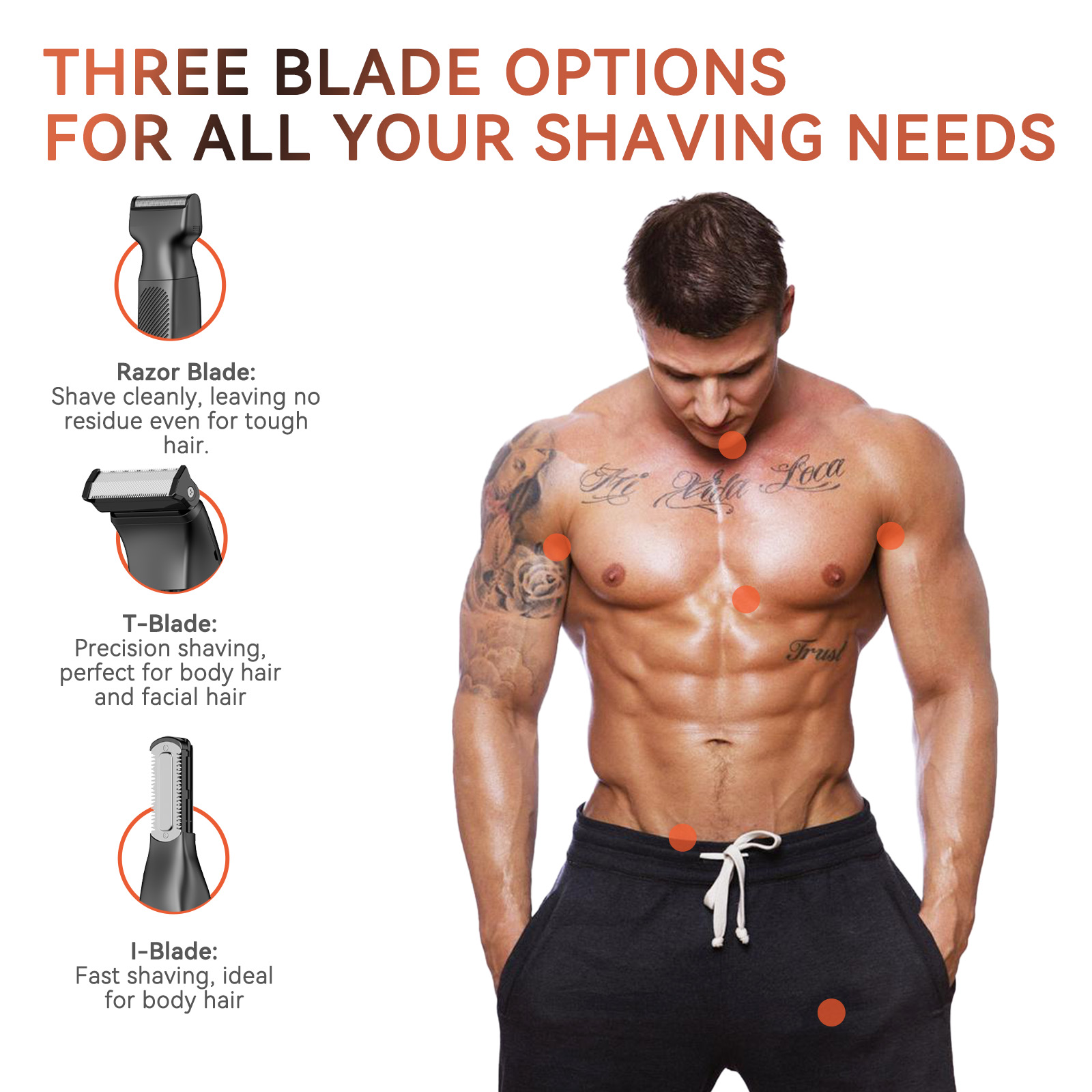 MAXGROOM 3In1 Body Hair Tirmmer voor mannen Dubbelzijdig mes IPX6 Waterdicht Baardscheermes Schaam Liestrimmer Nat/Droog Elektrisch scheerapparaat