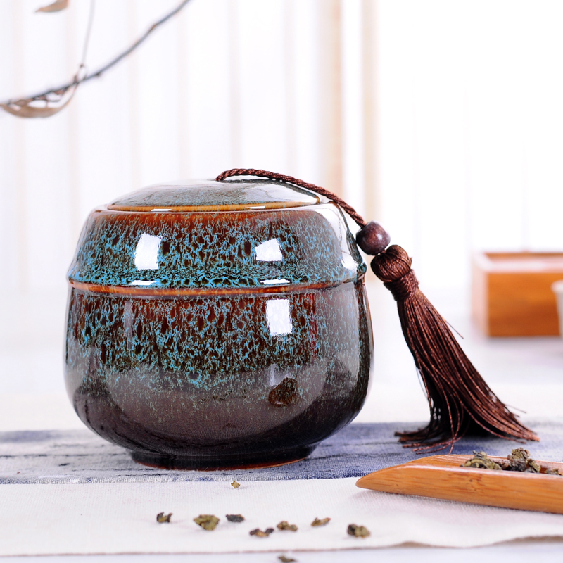 Keramik Tee Caddie Versiegelt Glas mit Deckel Schreibtisch Lager Organisation Chinesischen retro Dosen Keramik Küche Kanister Tee Veranstalter: E