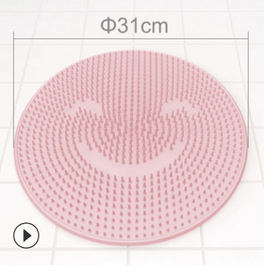 Silicone Massage Brush Bath Mat Foot Bath Massage Brushes Bathroom Accessories Cleaning Tools Household Items: Pink