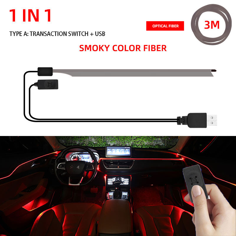 Luces decorativas para Interior de coche, tiras LED RGB de neón, 1/2 en 1, Bluetooth, controlado por aplicación, luces de fibra óptica USB, 12v: 3000 K de oro
