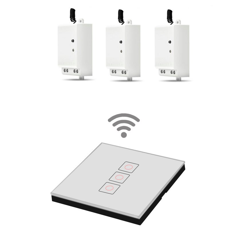 RF433 Smart Switch Remote Control Receiver 1/2/3 Gang Home Appliance Renovation Wireless RF Remote Control Switch: 3 gang white