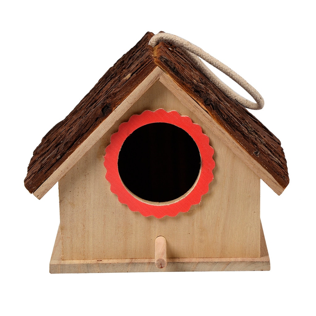 Bird Hanging Cave Cage Large Bird House Hanging Standing Birdhouse Wooden Bird Nests House Outdoor Garden Decor Pet Supplies: Default Title