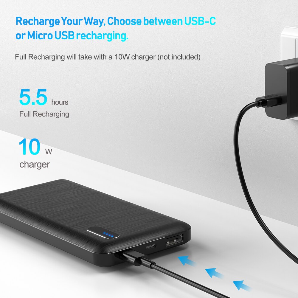 Untra-sottile 10000mAh Powerbank Caricatore Portatile Rapido Batteria Esterna della Banca di Potere Per il iPhone Xiaomi Mi 9 iPhone USB tipo C di Alimentazione